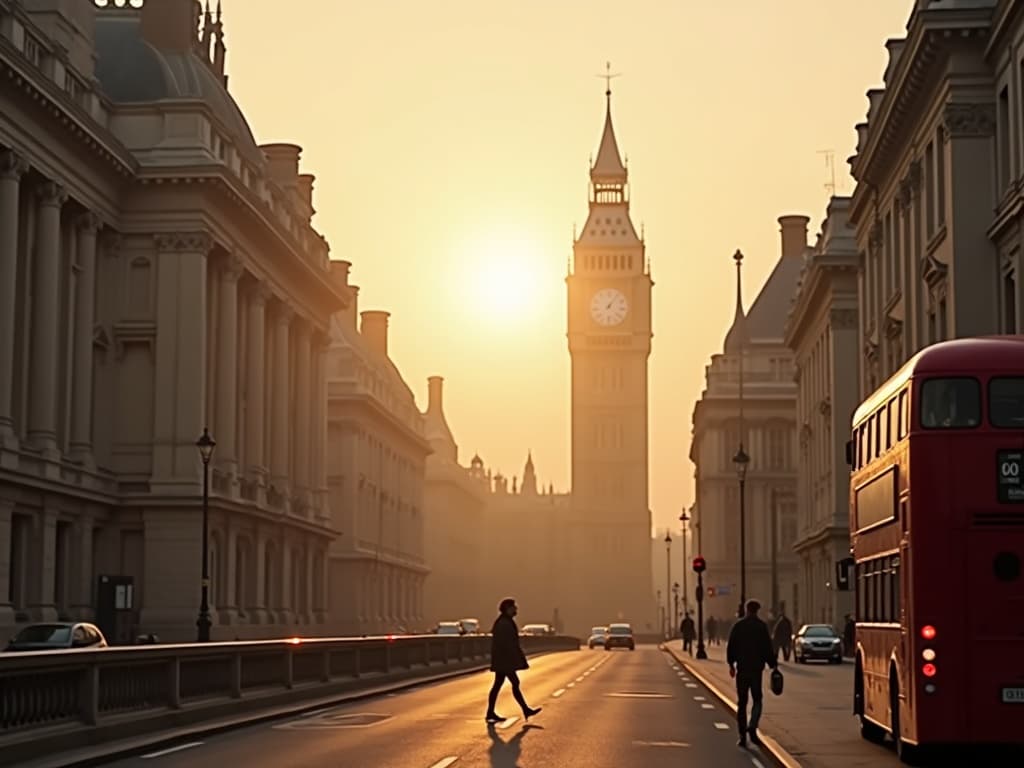Iconic London architecture at golden hour